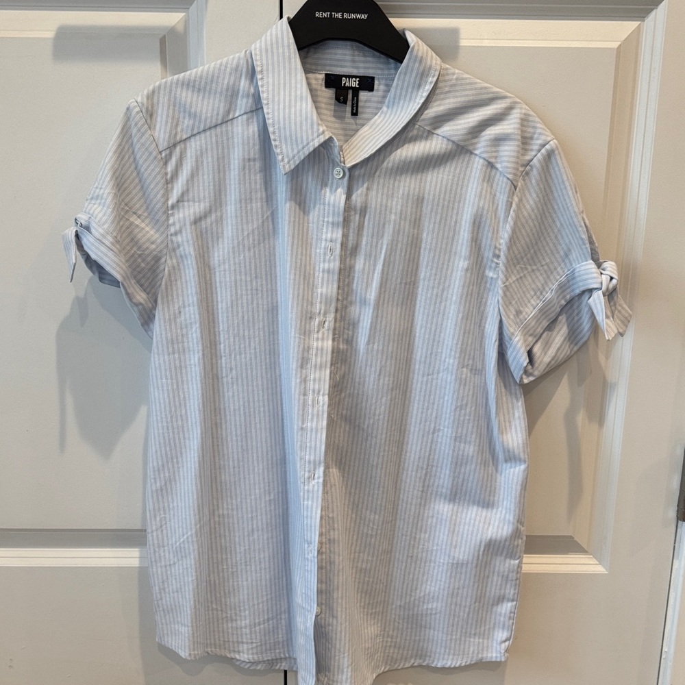 PAIGE Casual Light Blue Striped Shirt